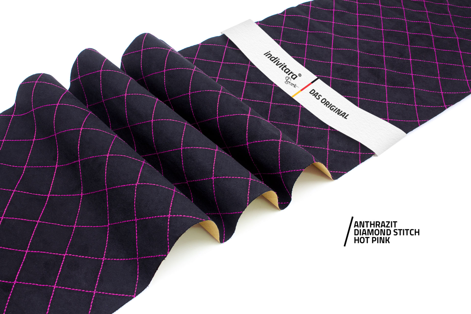 indivitara® Premium Stitch - selbstklebender Mikrofaserstoff Premium mit echten Nähten - Meterware - verschiedene Farben